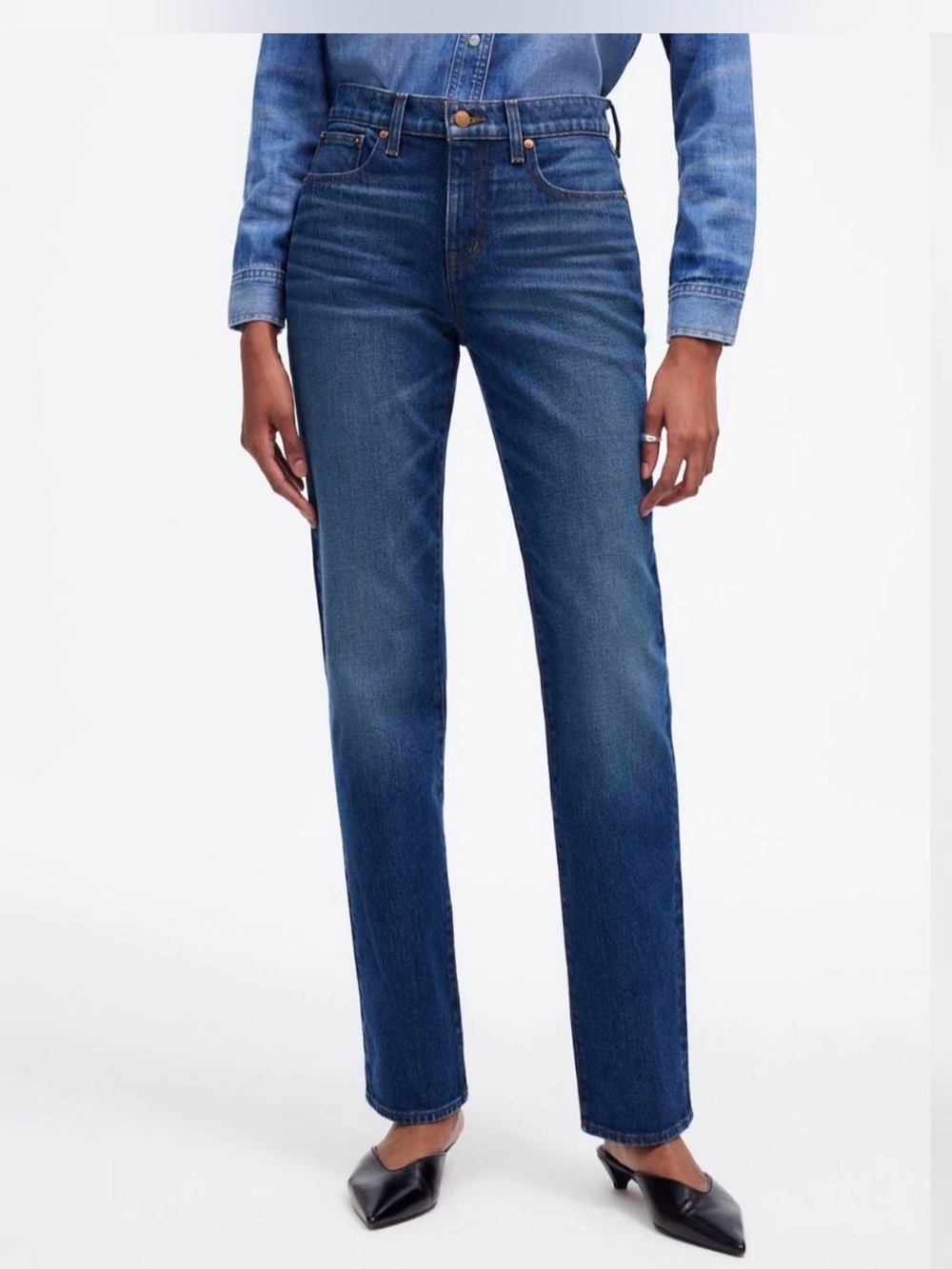 Madewell 90s Straight Leg Mid Rise Dark Blue Women’s Jeans Size 23 NWT